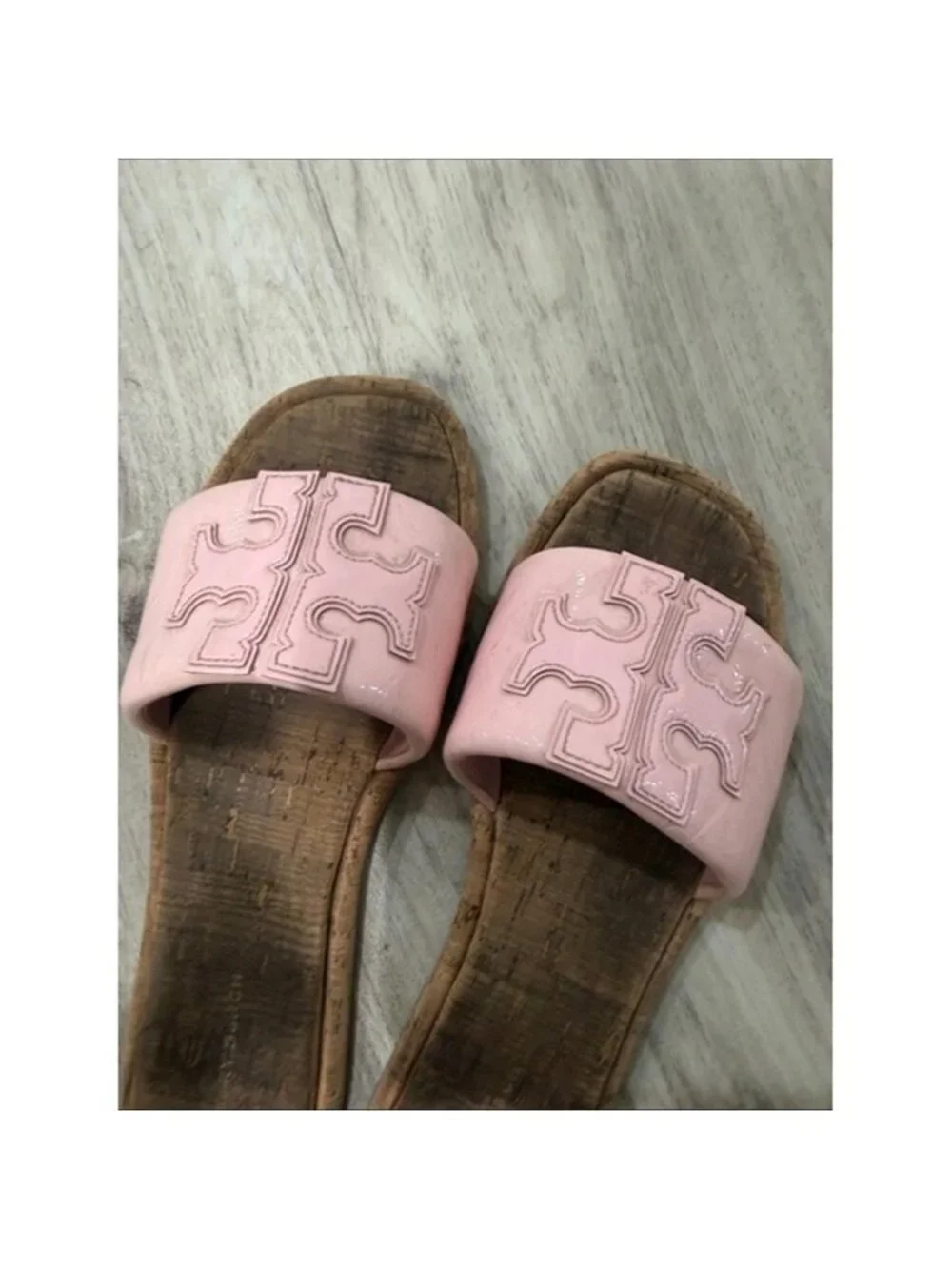 TORY BURCH DOUBLE T SPORT Pink Slide Sandals for Women SIZE 8.5